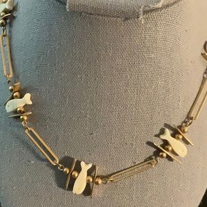 Vintage mother of pearl fish fetish choker.16” end to end
